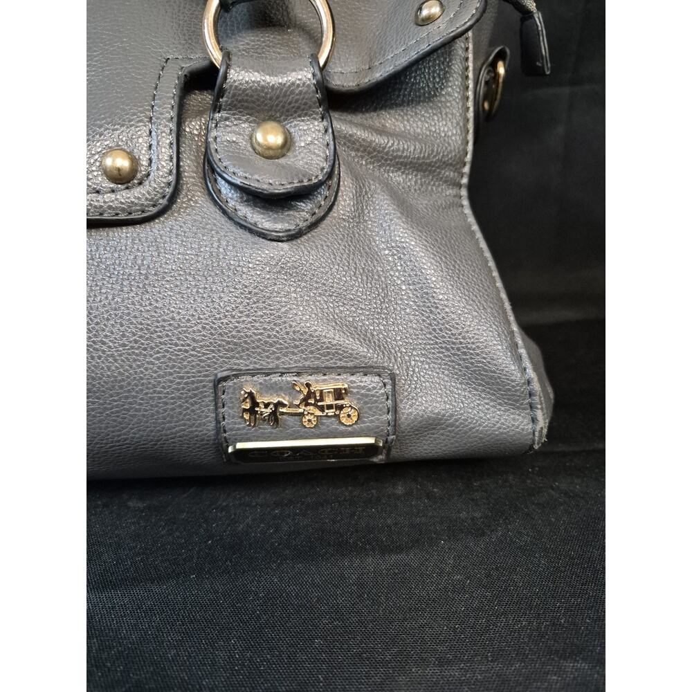 Coach Gray Leather Satchel with Gold Hardware - Picture 4 of 14